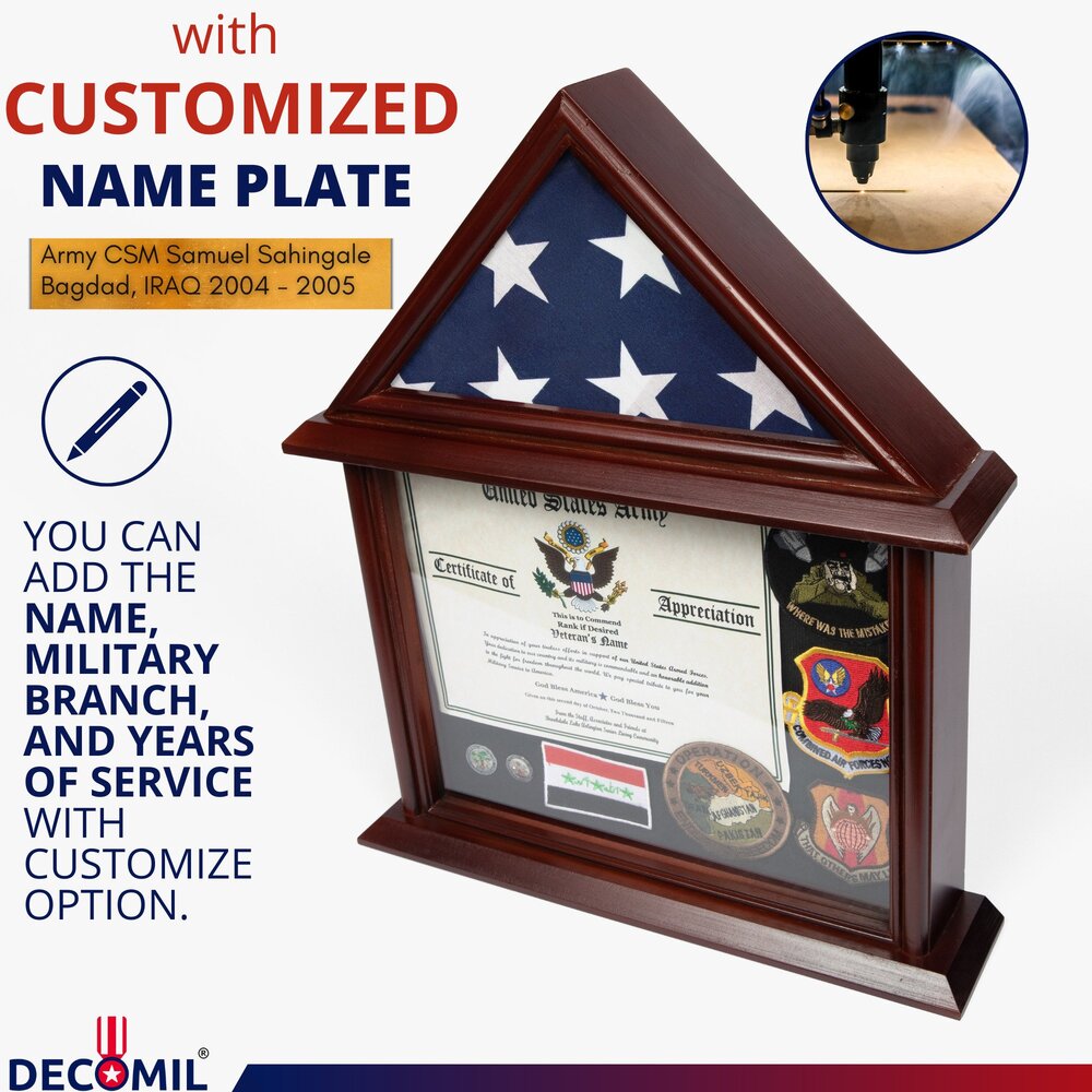 3x5 Flag Display Case With Certificate Holder with customized option
