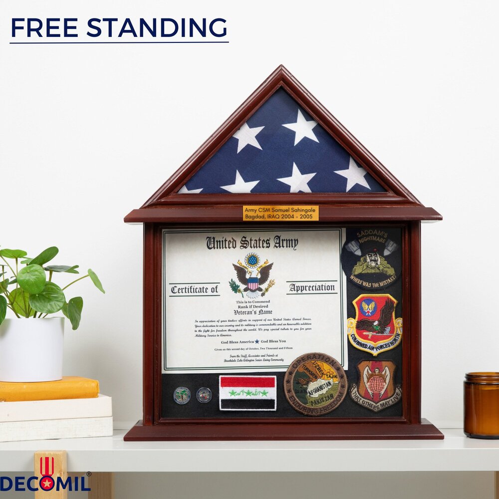 3x5 Flag Display Case With Certificate Holder free standing 