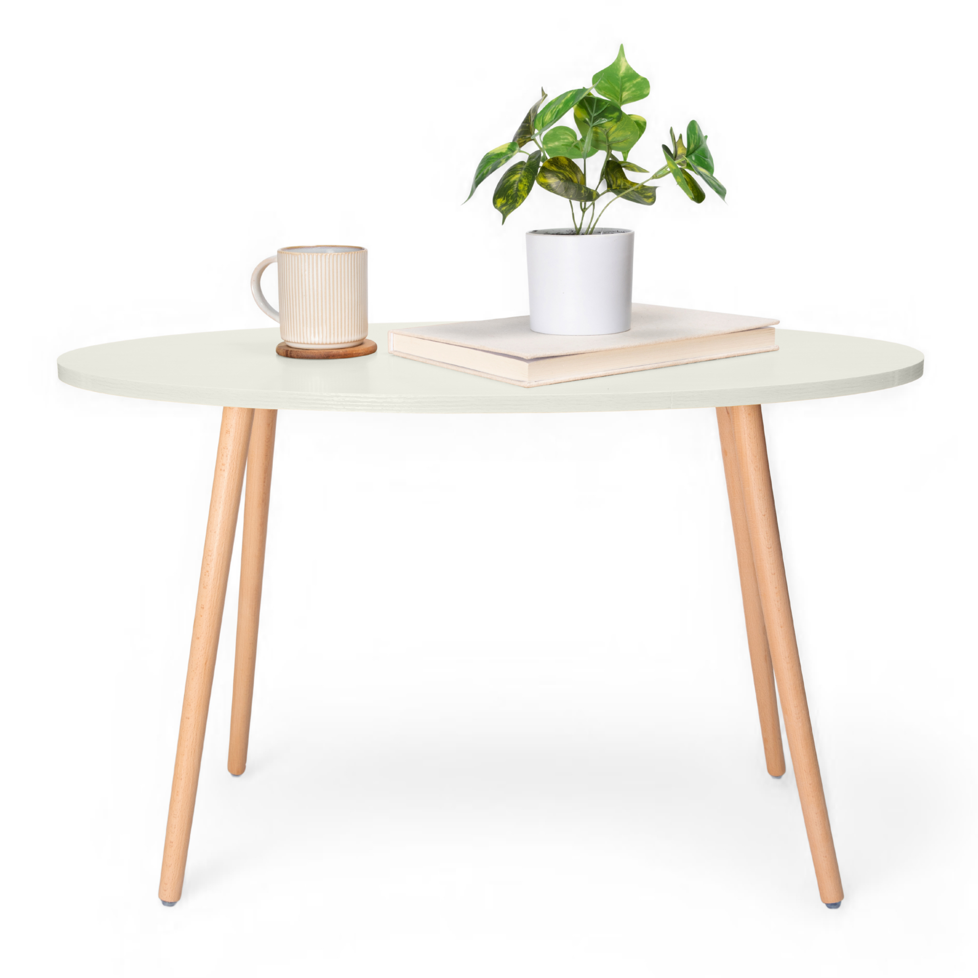 Modern Oval Coffee Table, End Table for Small Places, Living Room, Office, Balcony, Industrial End Table for Coffee, Laptop- 3 color option