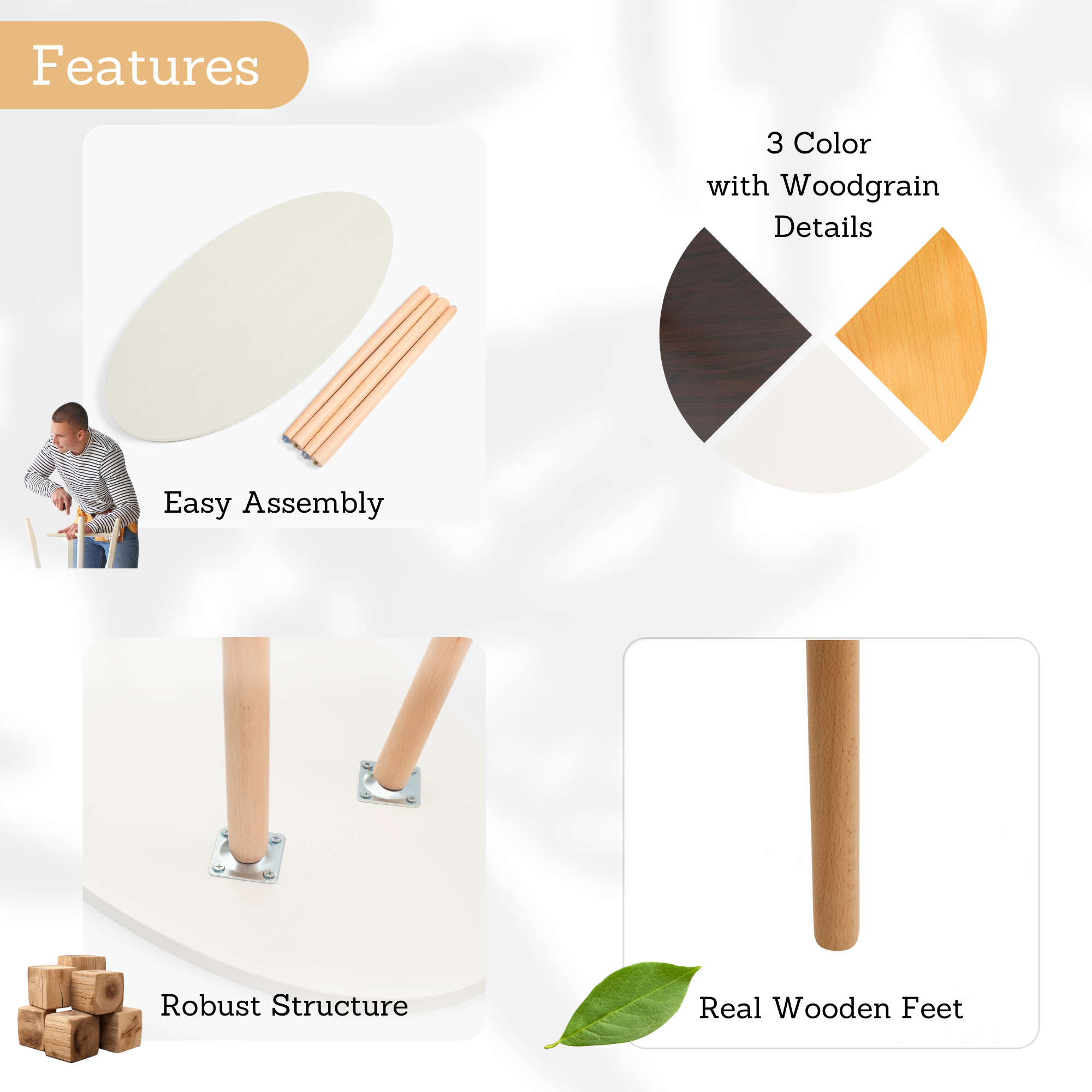 Modern Oval Coffee Table, End Table for Small Places, Living Room, Office, Balcony, Industrial End Table for Coffee, Laptop- 3 color option