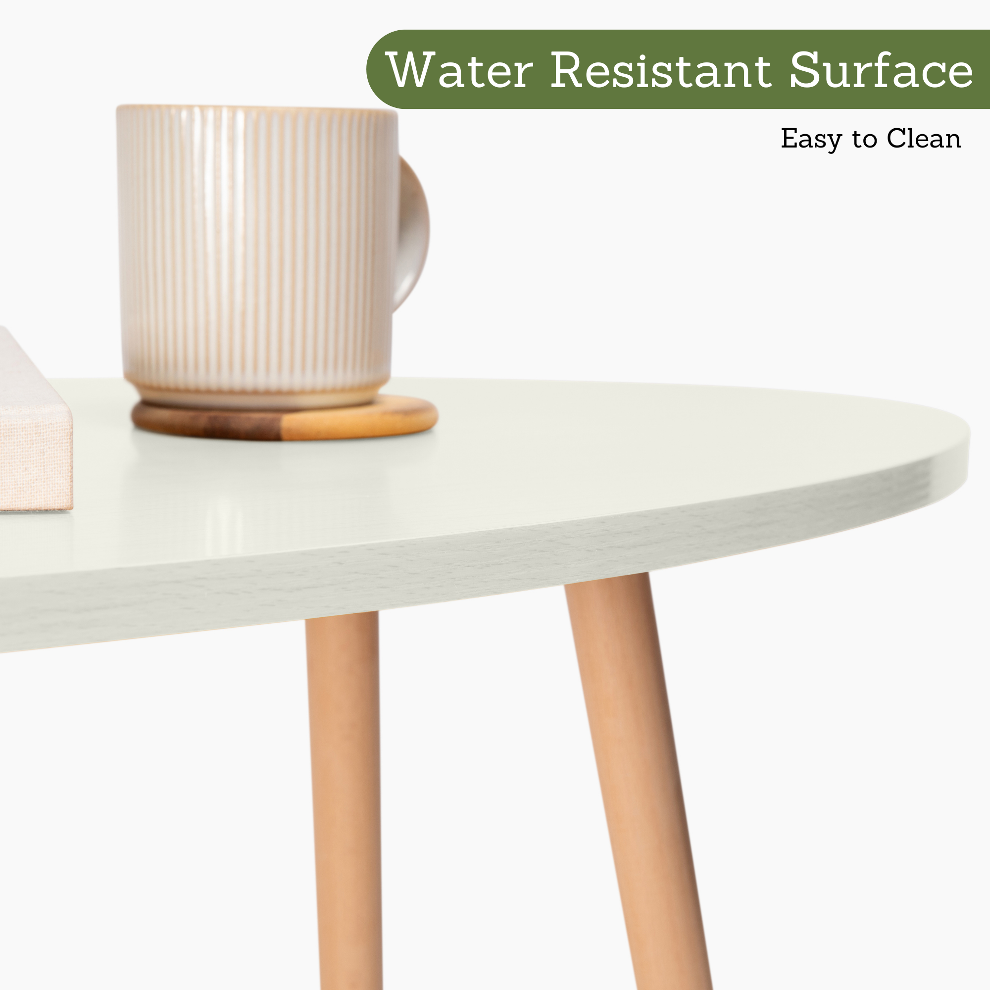 Modern Oval Coffee Table, End Table for Small Places, Living Room, Office, Balcony, Industrial End Table for Coffee, Laptop- 3 color option