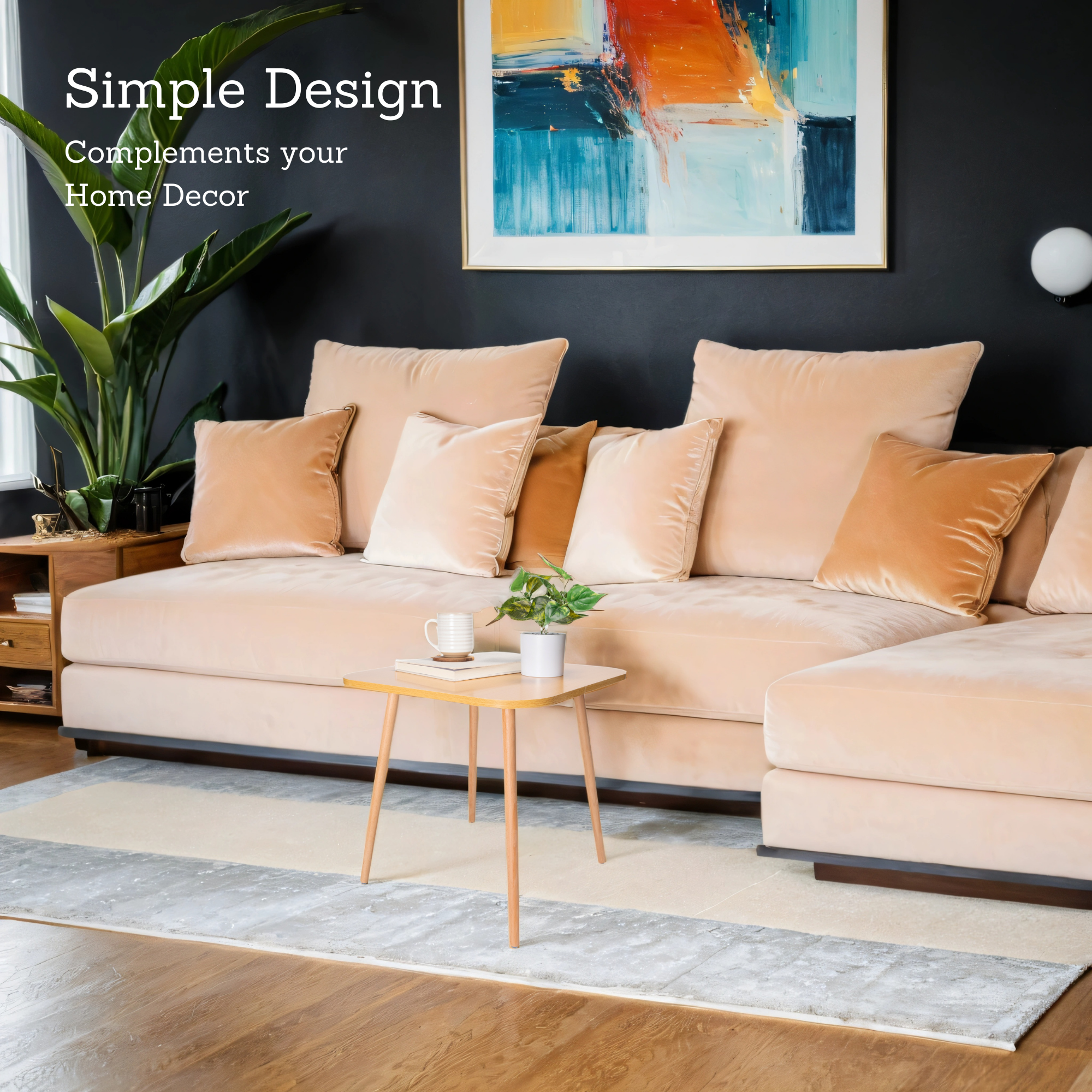 Modern Square Side Table, End Table for Small Places, Living Room, Office, Balcony, Industrial End Table for Coffee, Laptop - 3 color option