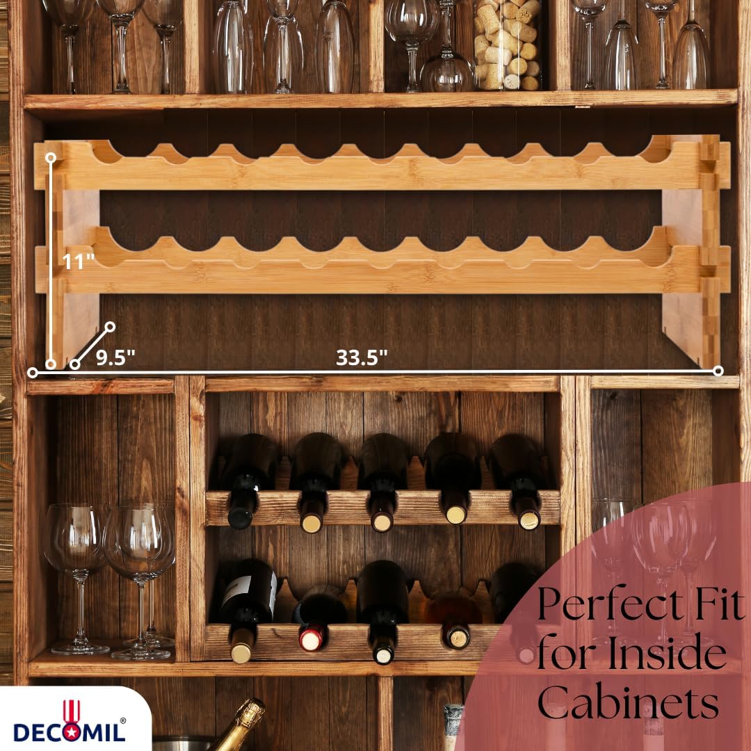 18 Bottle Wine Rack Stackable Modular Bamboo Wine Rack