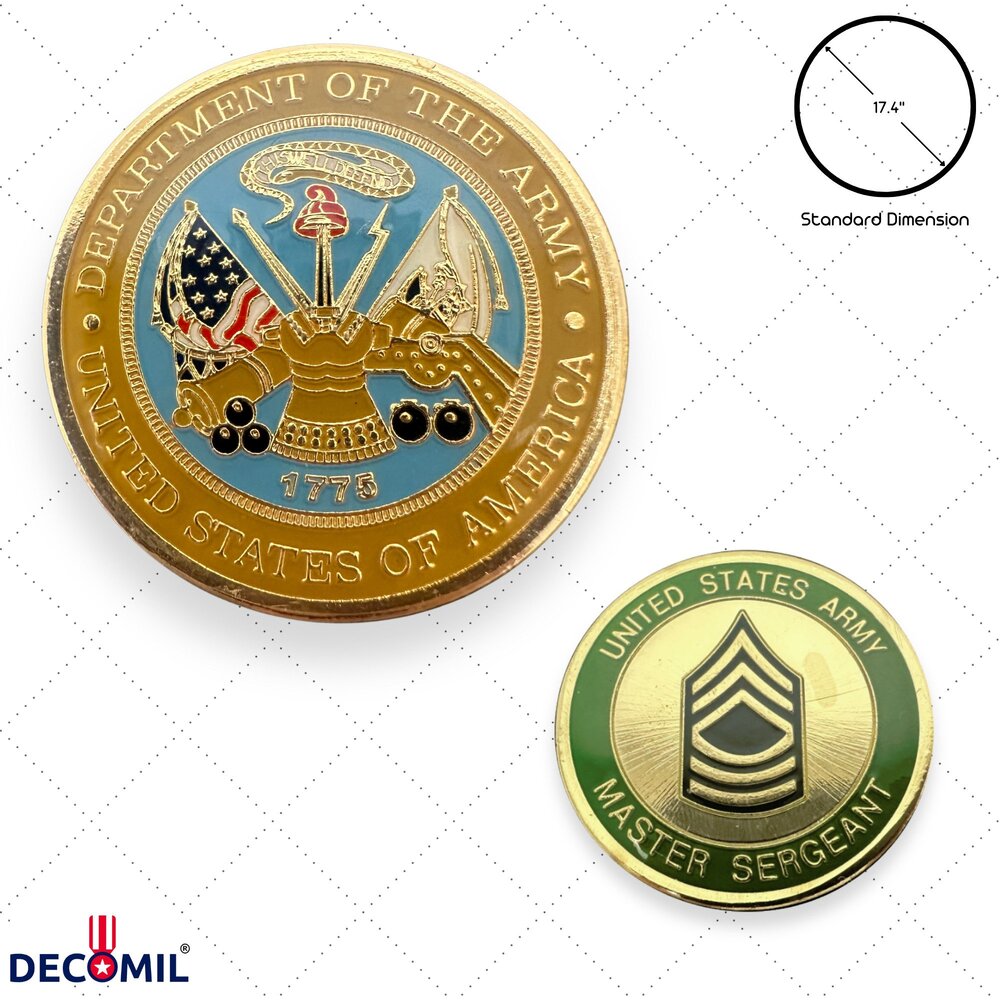 Master Sergeant Military Challenge Coins and dimensions