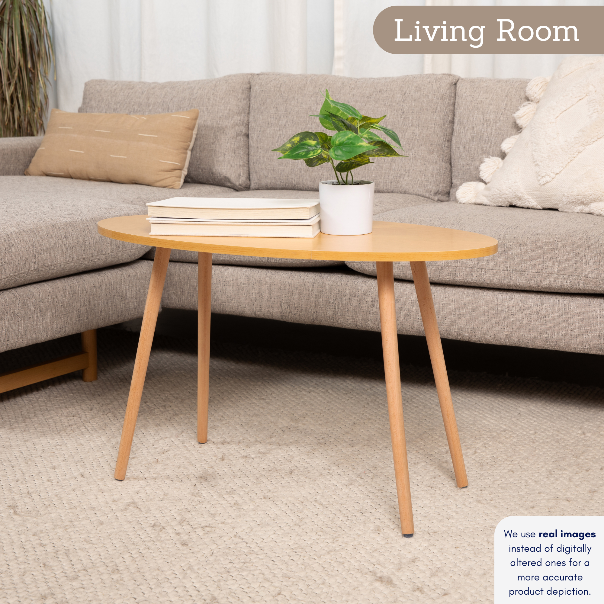 Modern Oval Coffee Table, End Table for Small Places, Living Room, Office, Balcony, Industrial End Table for Coffee, Laptop- 3 color option