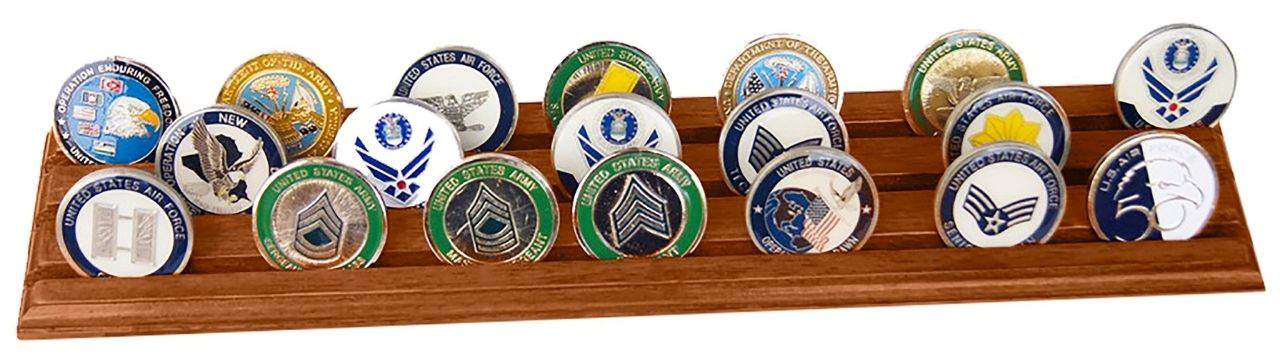 Challenge Coin Display (3 Rows, Large, Walnut) 2
