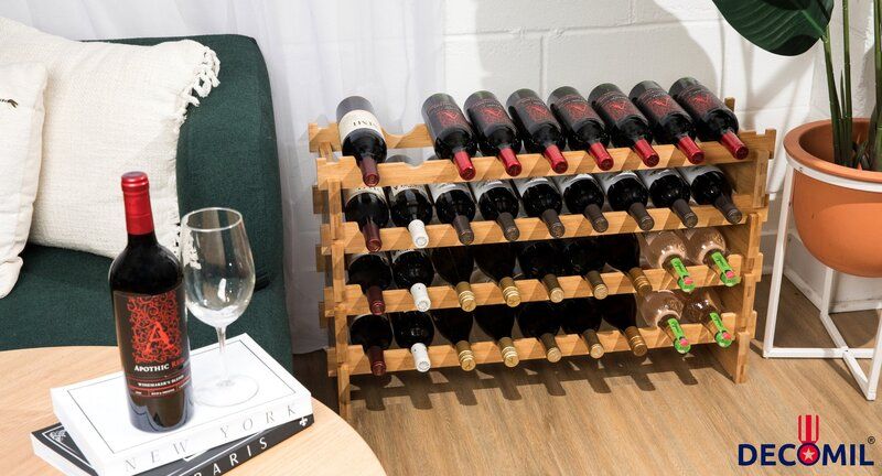 36 wine rack is located corner of the room