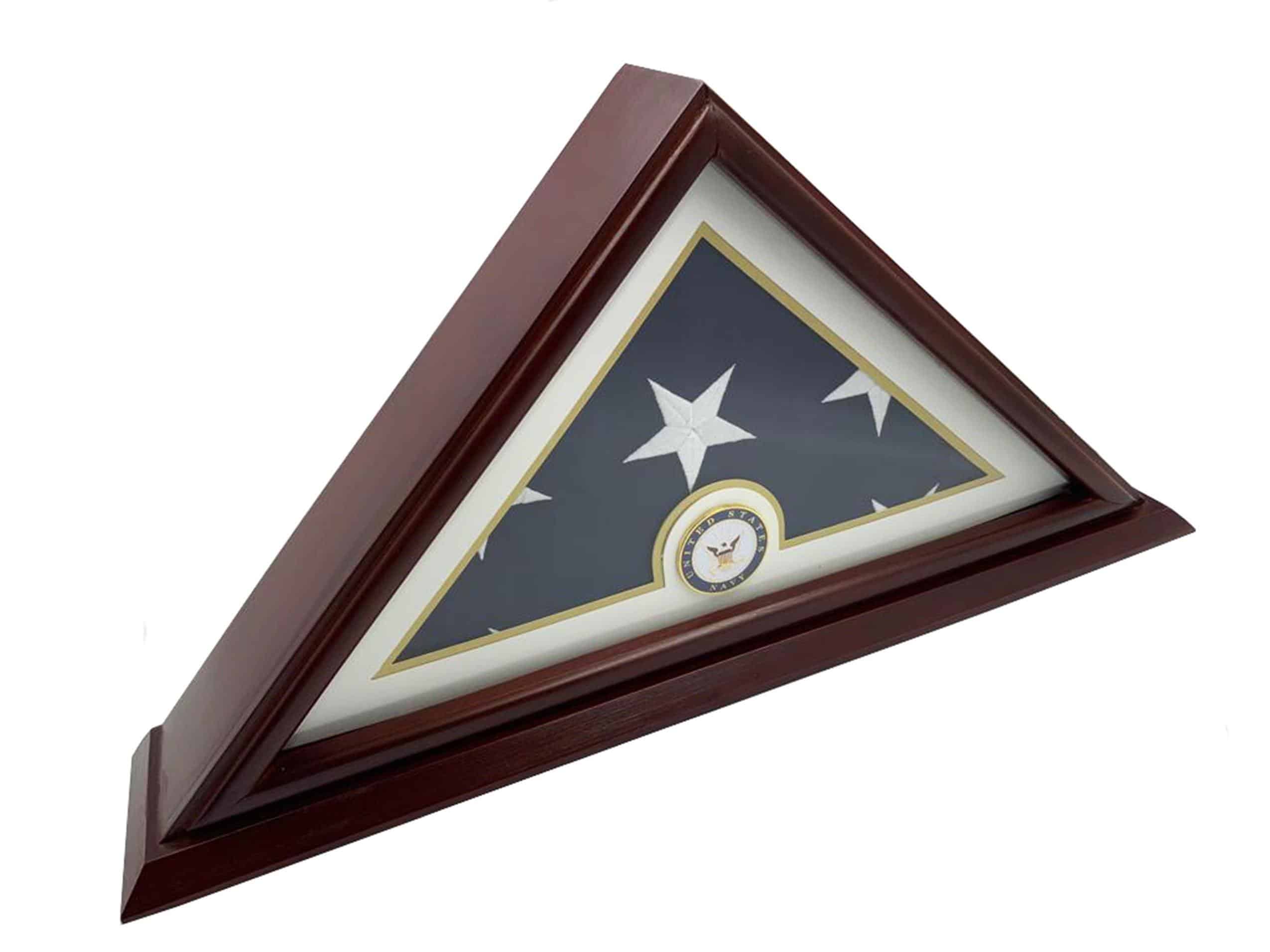 Funeral Flag Display Case (5x9), Navy, Small Base - Decomil 1