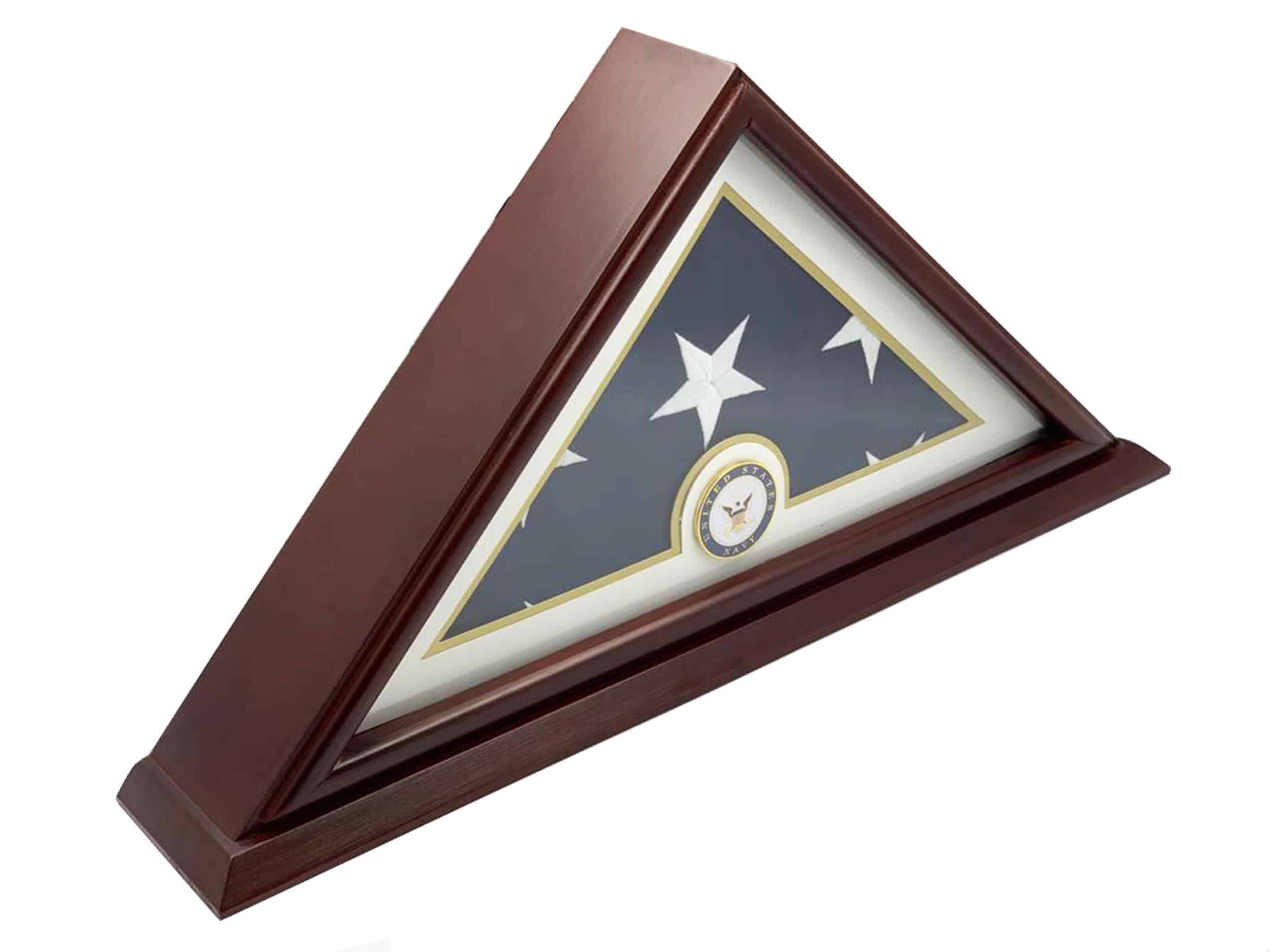 Funeral Flag Display Case (5x9), Navy, Small Base - Decomil 4