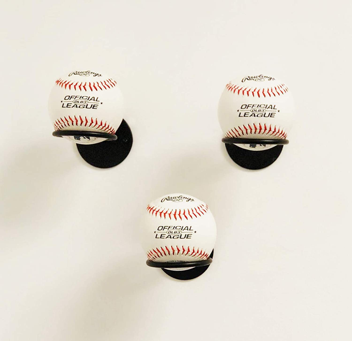 Wall Ball Storage (Baseball) - Wall Mounted Baseball Rack 3 Baseballs
