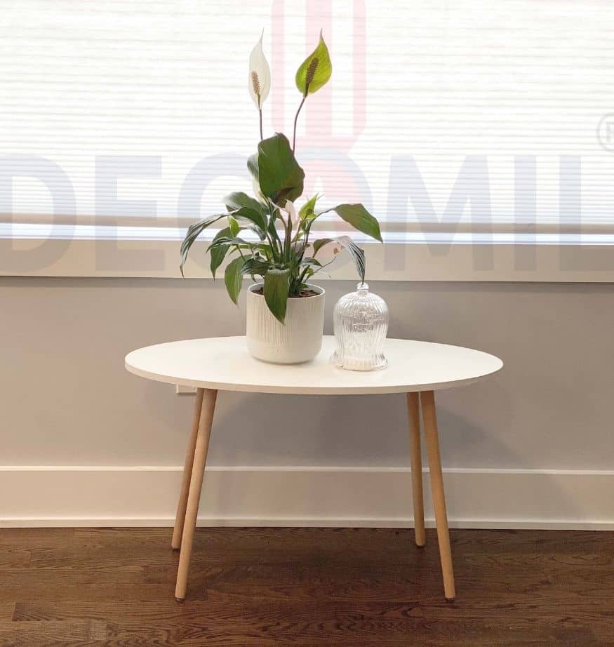 Small Side Table (Oval), Industrial End Table (White-4)