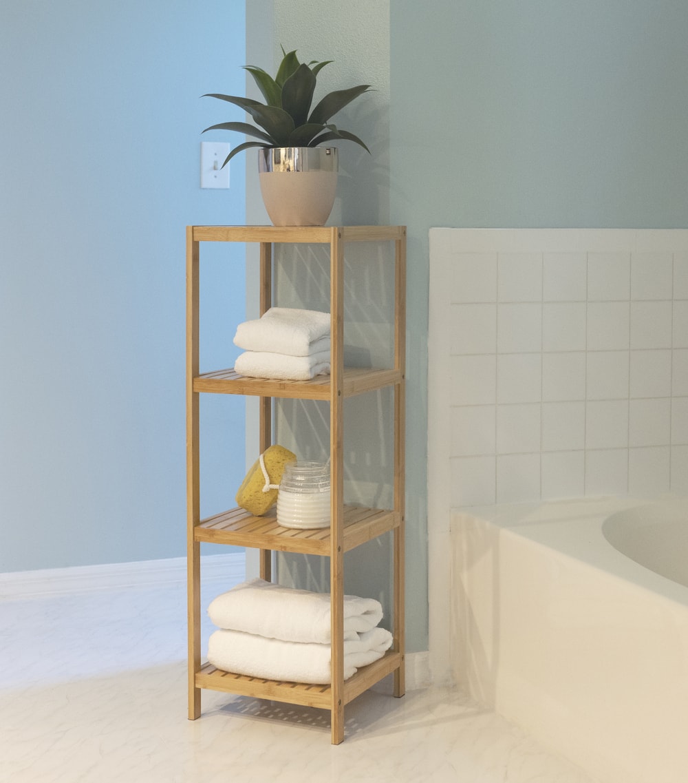 4 Tier Bamboo Standing Shelf | Freestanding Bathroom Storage Shelf Storage Rack