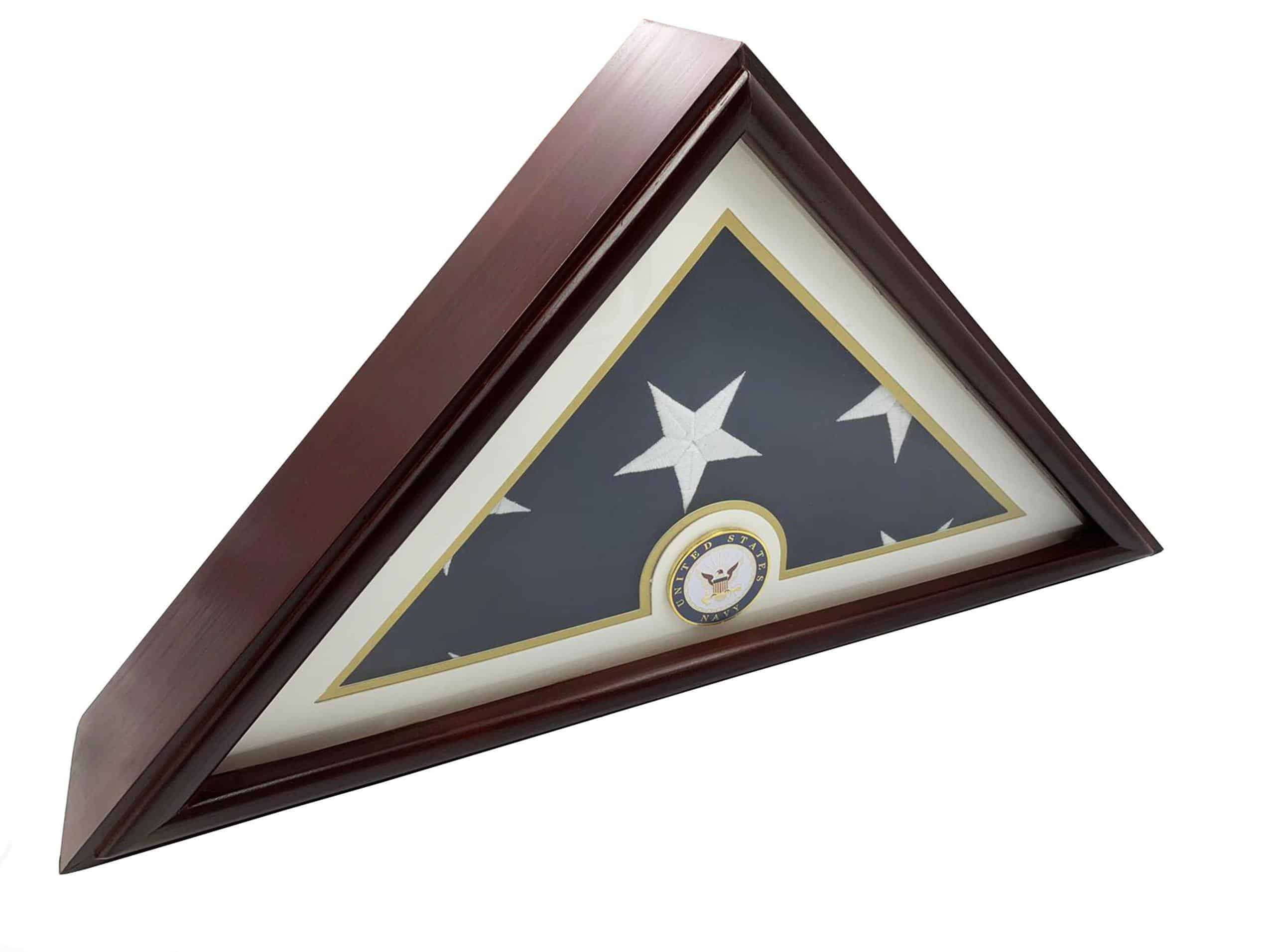 Funeral Flag Display Case (5x9), Navy, Flat Base - Decomil