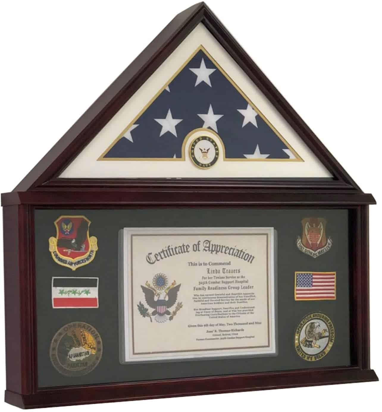 Flag Display Case with Certificate Holder with Armed Forces 5X9
