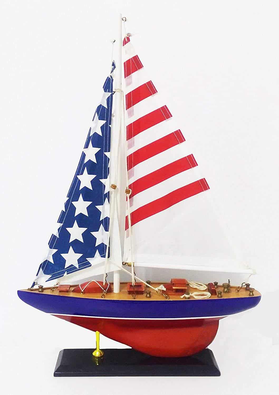 Unique Handmade Wood Decoration American Flag Decorative Ship - DECOMIL