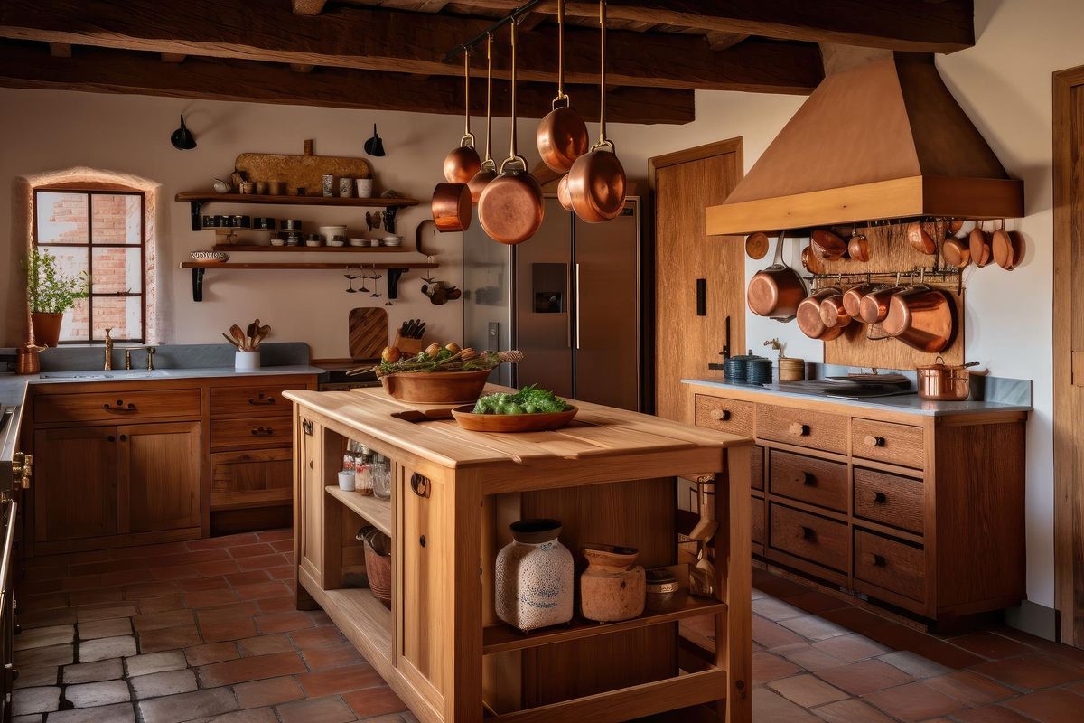 Farmhouse kitchen ideas and rustic kitchen with modern appliances.