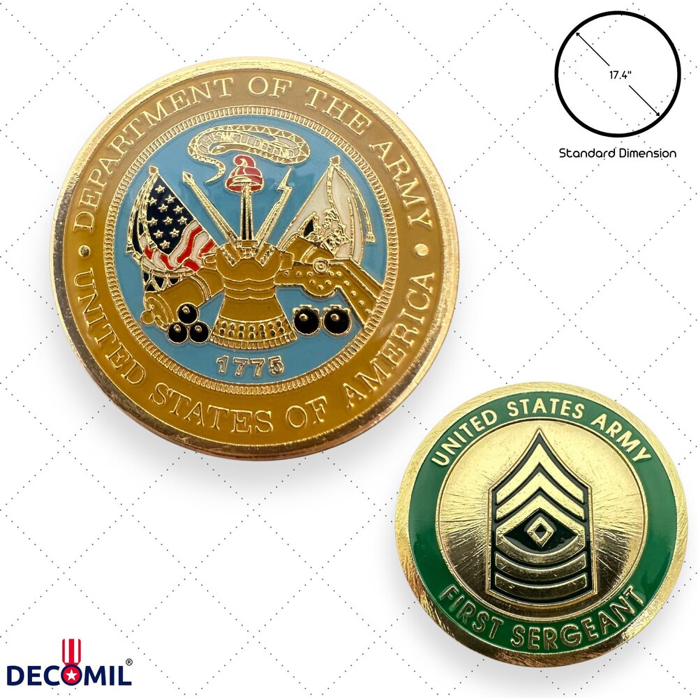 First Sergeant Military Challenge Coins with dimensions