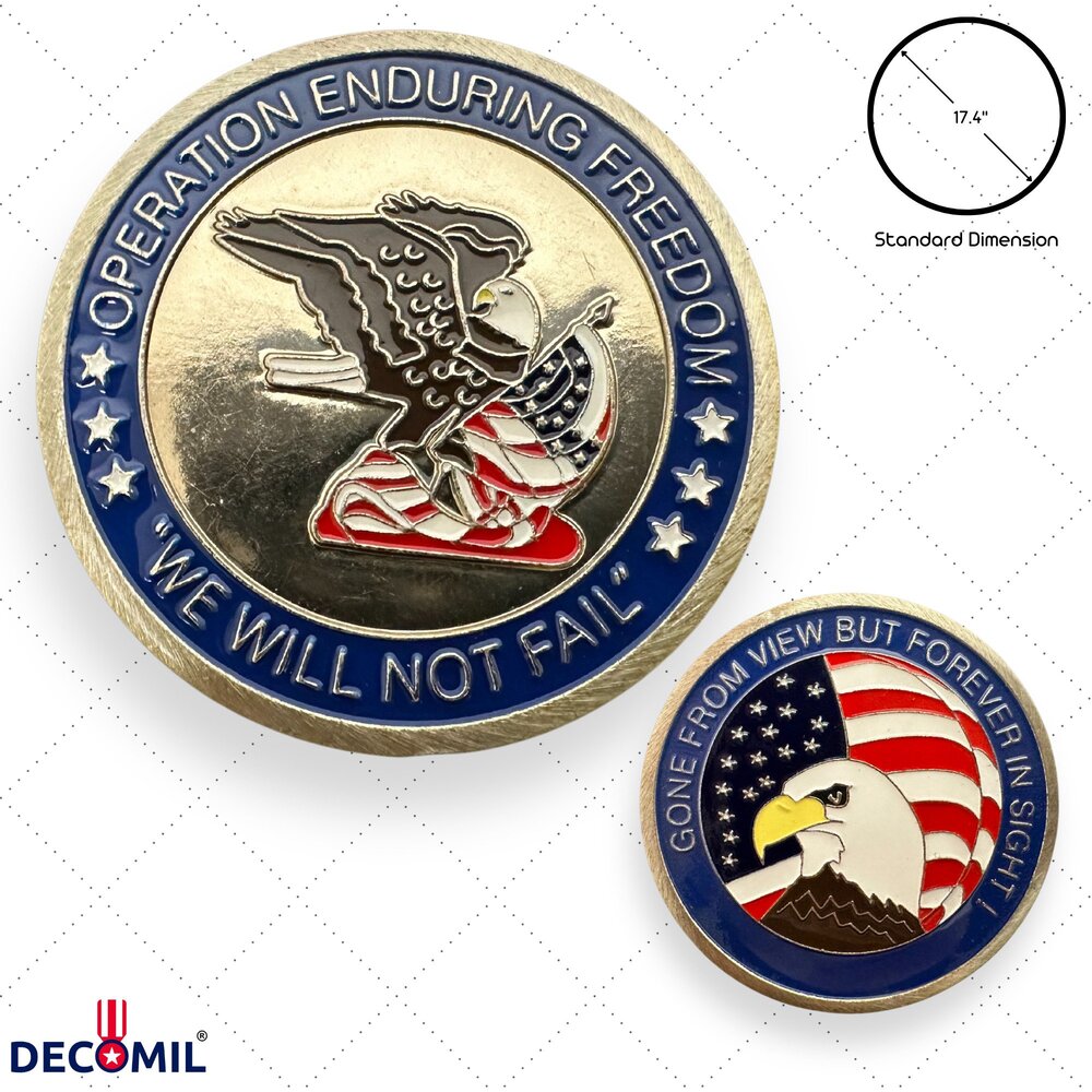 Military Challenge Coins, Operation Enduring Freedom with dimensions