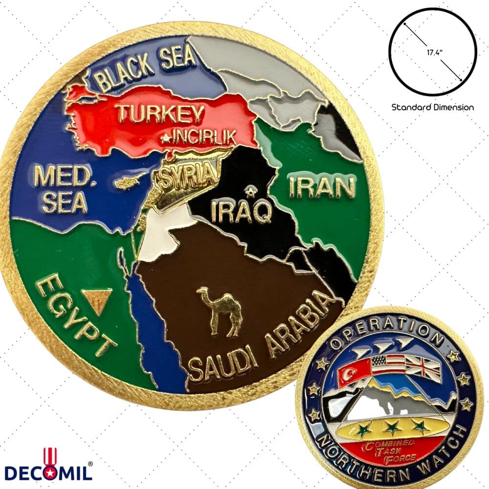 Military Challenge Coins, Operation Northern Watch with dimensions