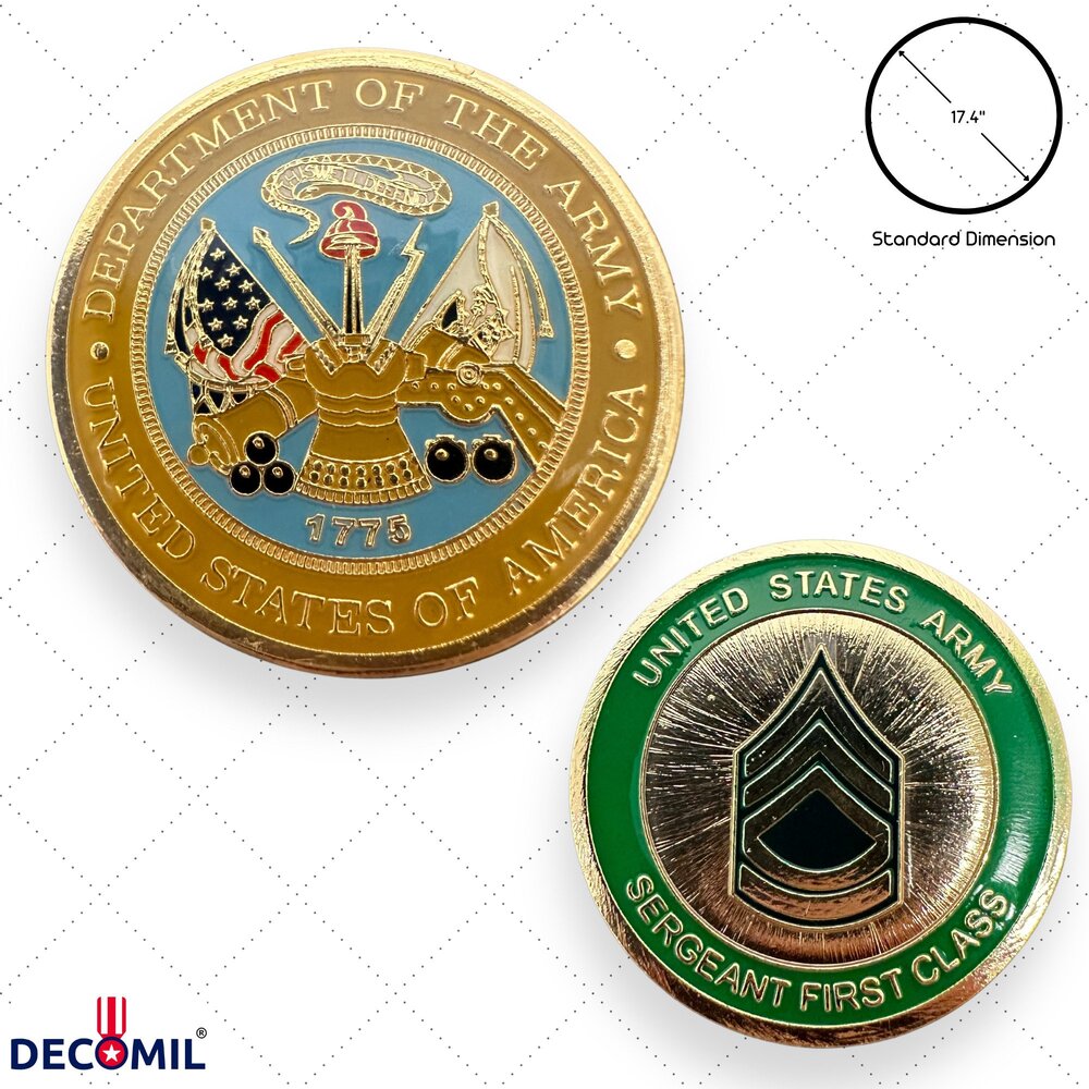 Sergeant First Class Military Challenge Coins with dimensions