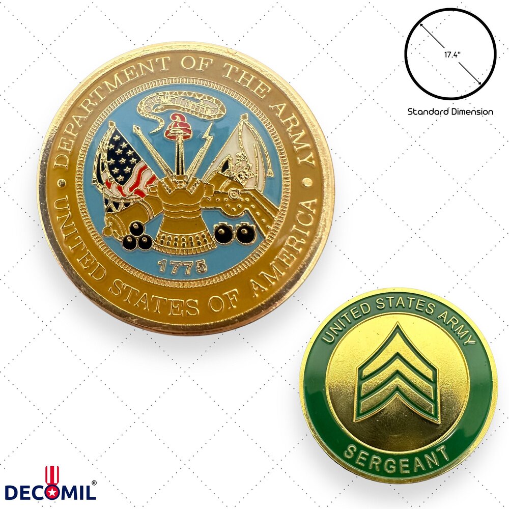 Sergeant Military Challenge Coins with dimensions