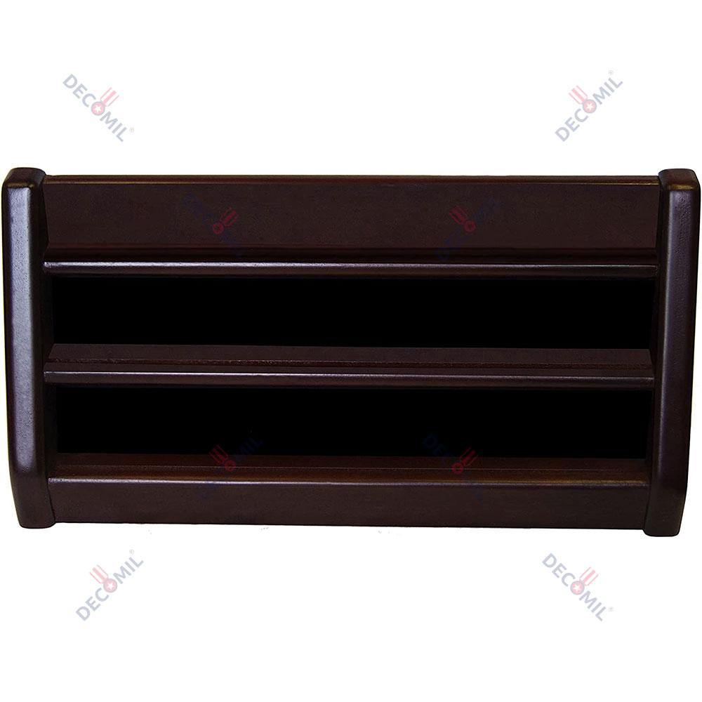 COIN HOLDER SHELF CHALLENGE 3 ROWS DISPLAY CASINO CHIPS HOLDER SOLID WOOD - CHERRY FINISH - DECOMIL