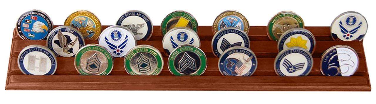 Challenge Coin Display (3 Rows, Large, Walnut) 1