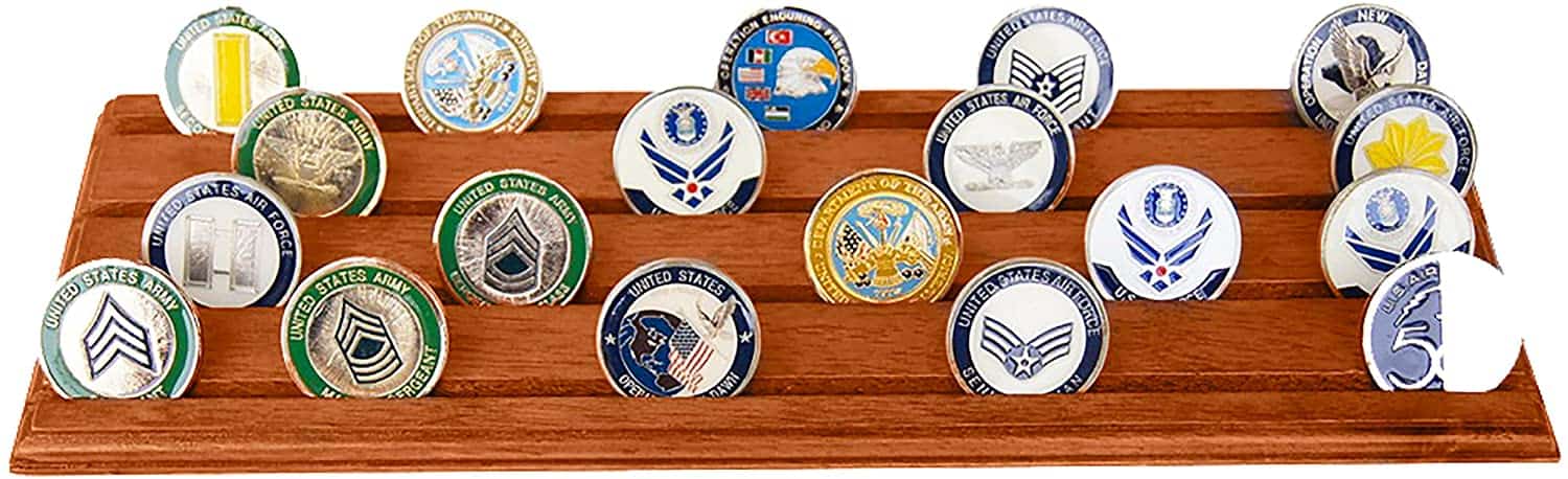 4 Rows Challenge Coin Display Case, Shelf Designed Challenge Coin Rack