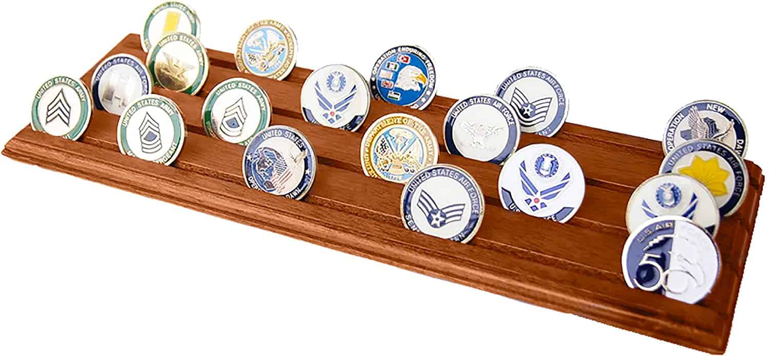 4 Rows Challenge Coin Display Case, Shelf Challenge Coin Rack