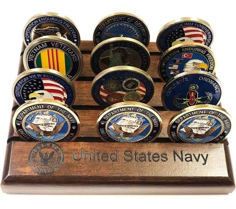 Military Challenge Coin Holder (4 Rows, Small) Navy 1