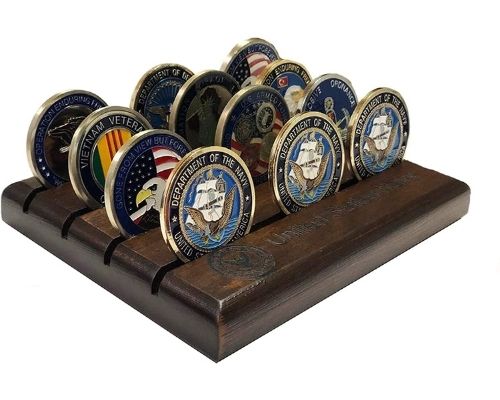 Military Challenge Coin Holder (4 Rows, Small) Navy 2