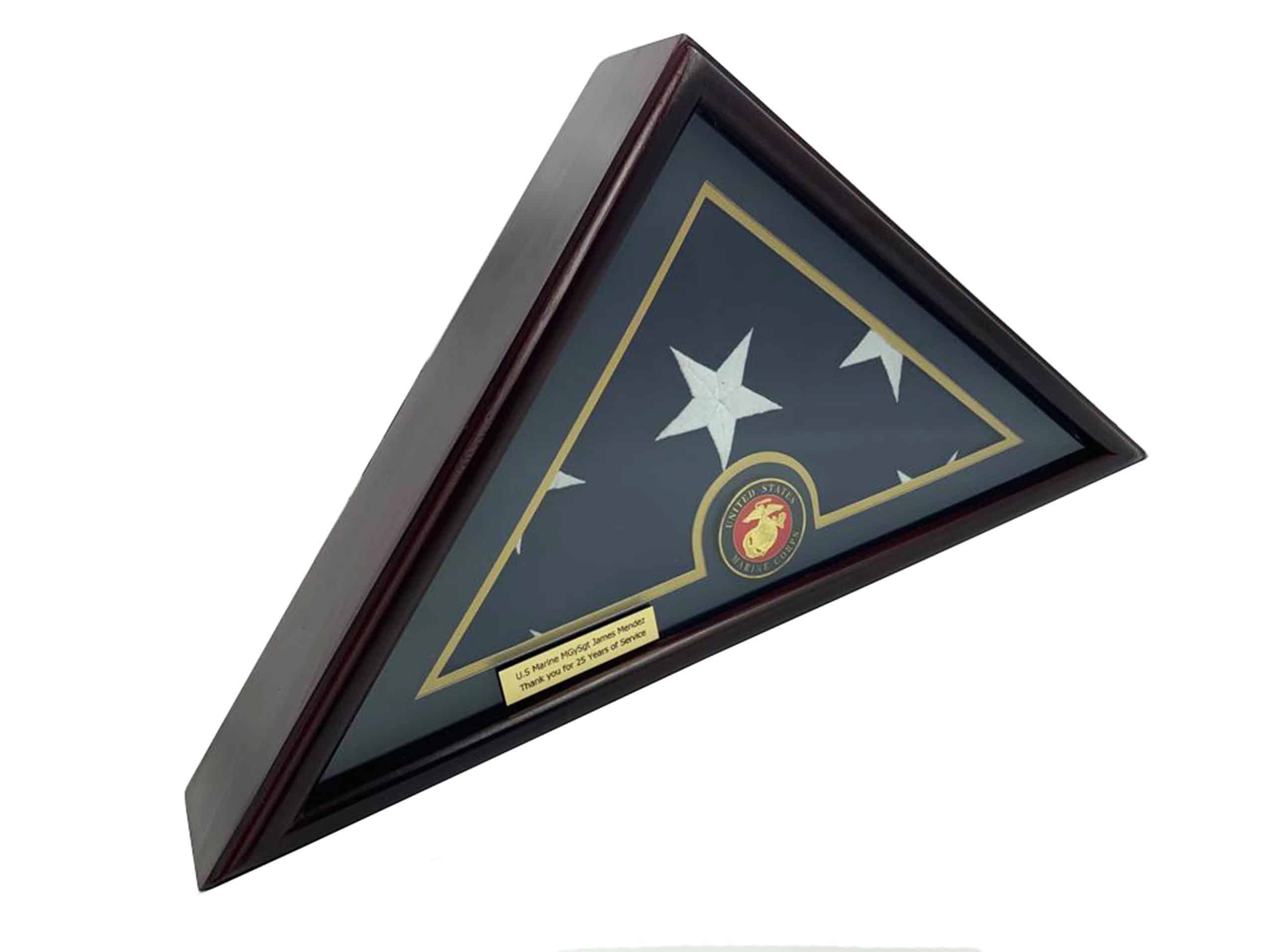 Burial Flag Display Case (5x9), Marine, Flat Base - Decomil Decoration Store 