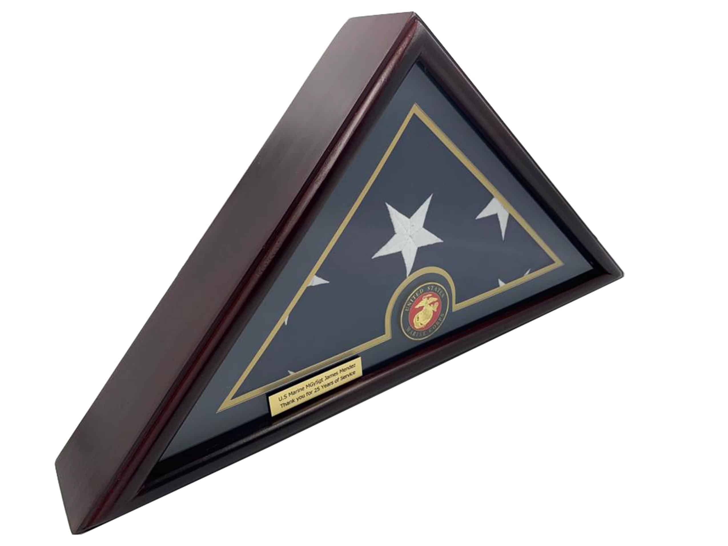 Burial Flag Display Case (5x9), Marine, Flat Base 
