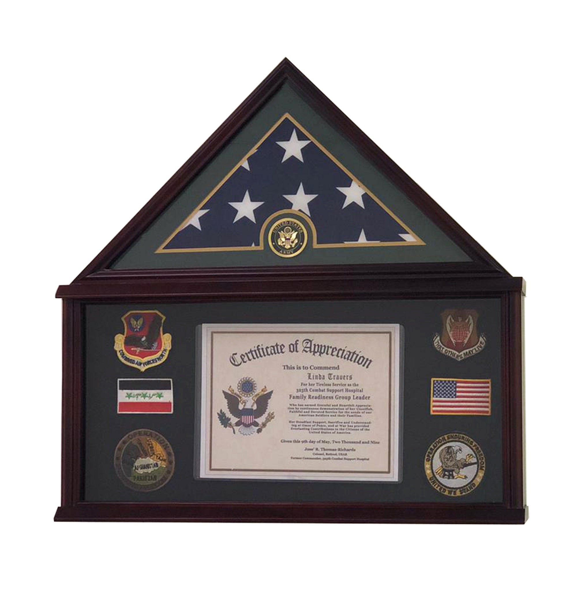 5x9 Flag Display Case with Certificate Holder with Armed Forces