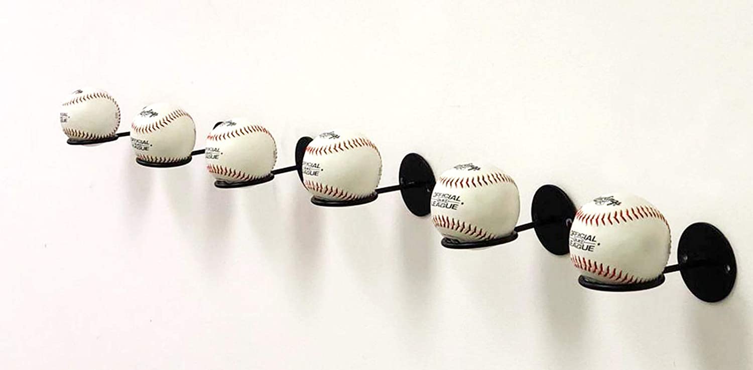 Wall Ball Storage (Baseball) - Wall Mounted Baseball Rack 6 Balls Line