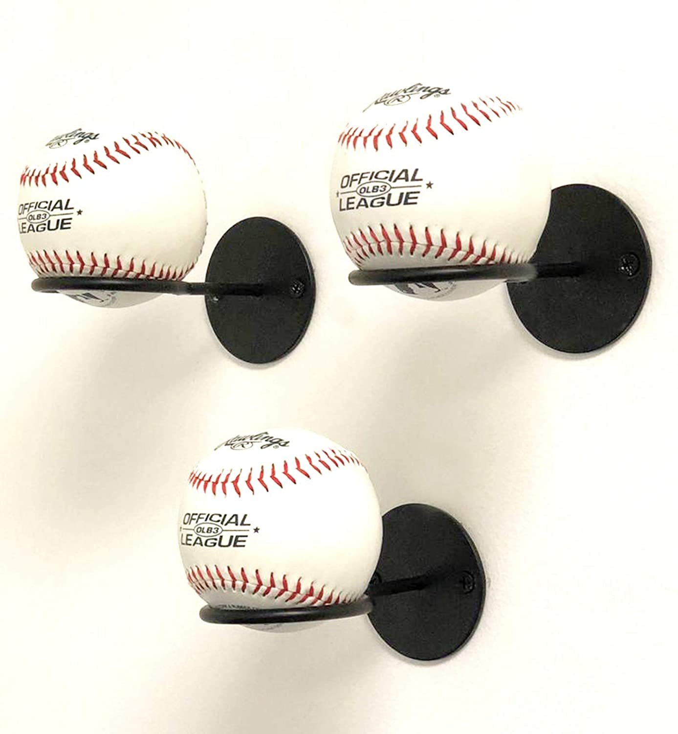 Wall Ball Storage (Baseball) - Wall Mounted Baseball Rack 3 Balls