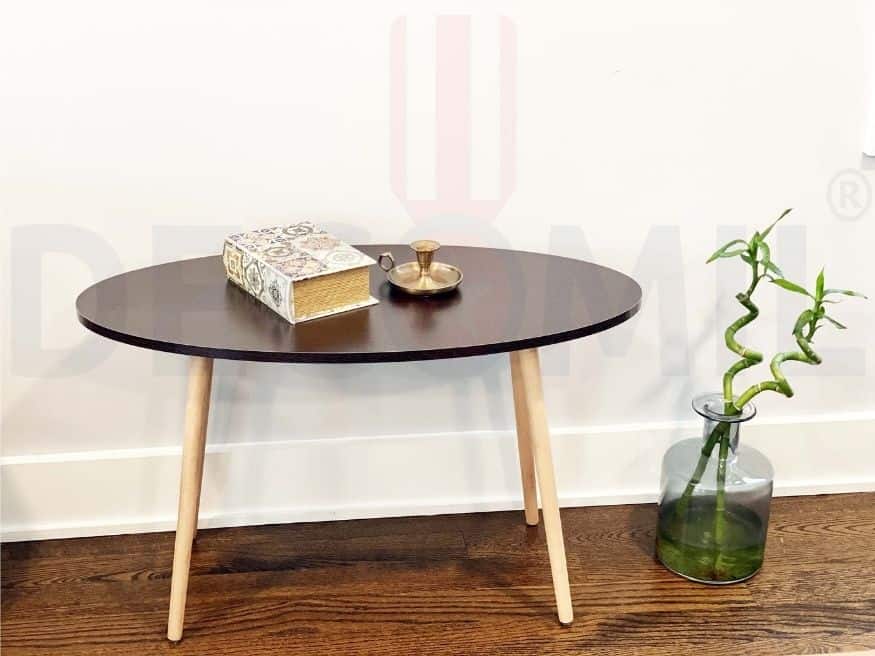 Small Side Table (Oval), Industrial End Table (Brown-1)