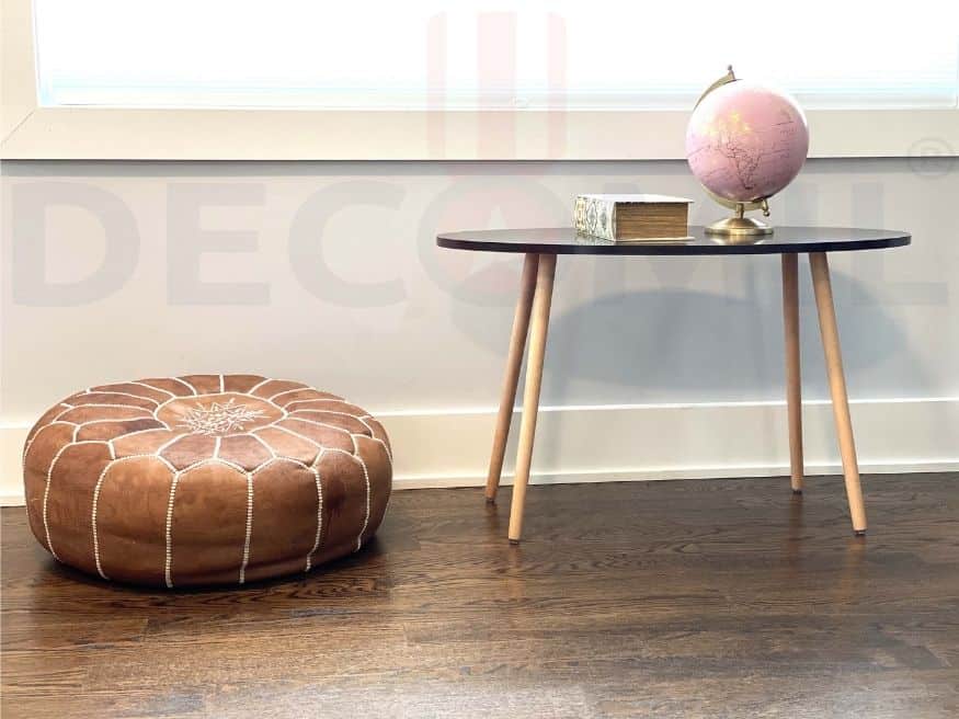 Small Side Table (Oval), Industrial End Table (Brown-2)