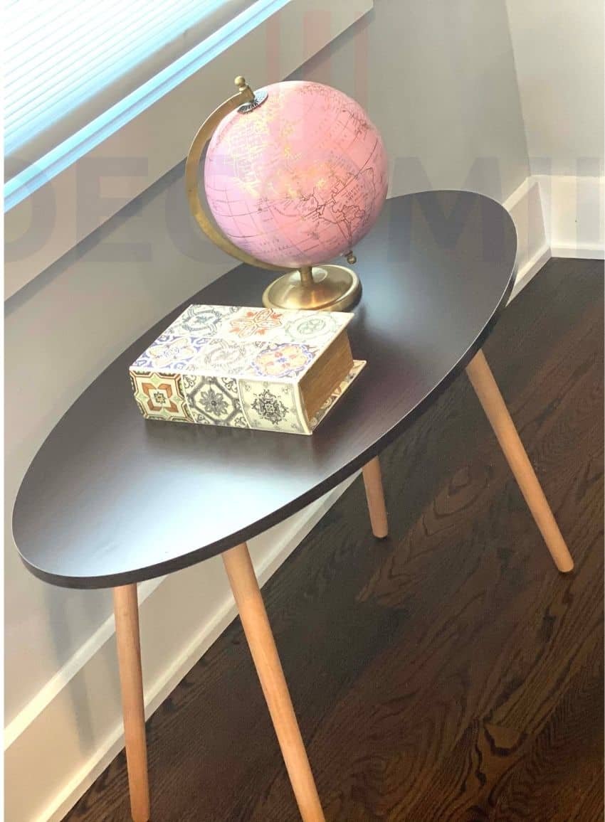 Small Side Table (Oval), Industrial End Table (Brown-5)