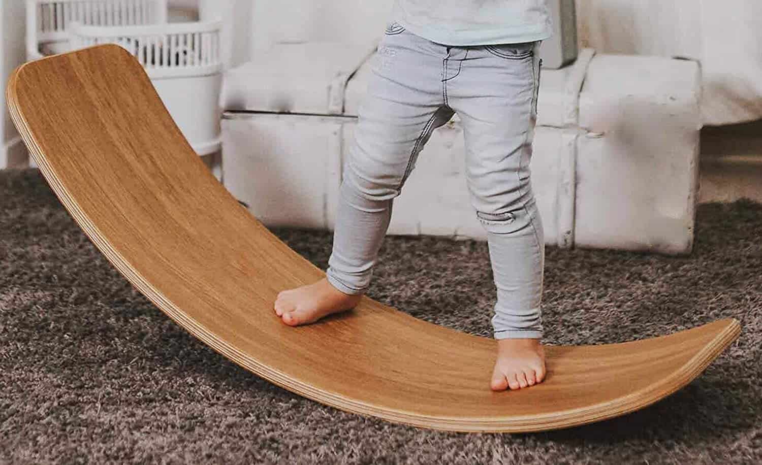 Balance Board (Bamboo), Wobble Board (Wooden) - kid playing