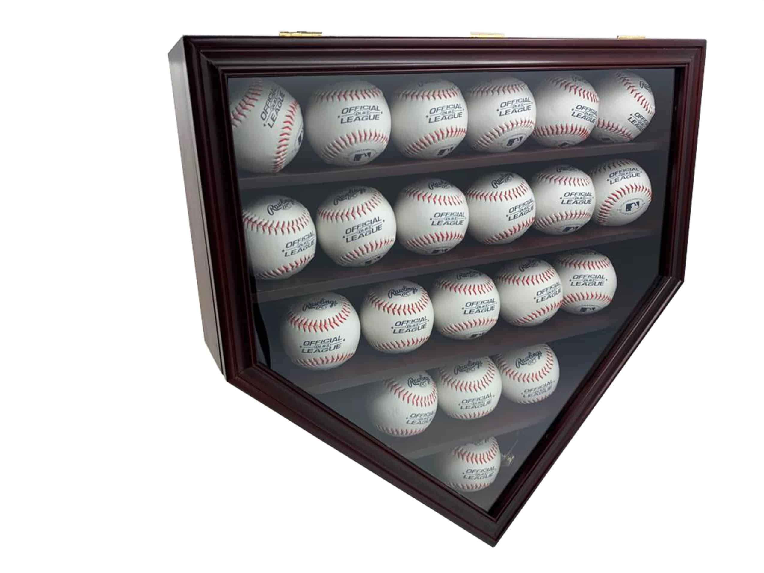  21 Baseball Display Case (Solid Wood)  Wall Cabinet Holder  1