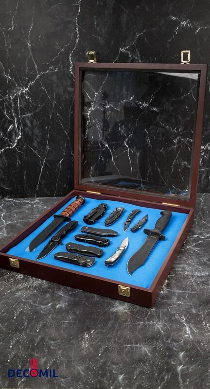 Pocket Knife Display Case Cabinet, Knife Display Box Lockable Door