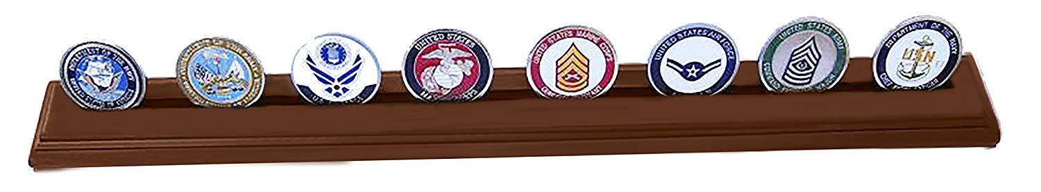 Military Collectible Challenge Coin Holder (Large, 1 Row) Solid Walnut - DECOMIL