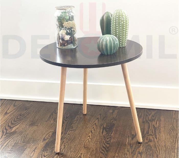 Round Small Side Table (Industrial End Table) Brown 1