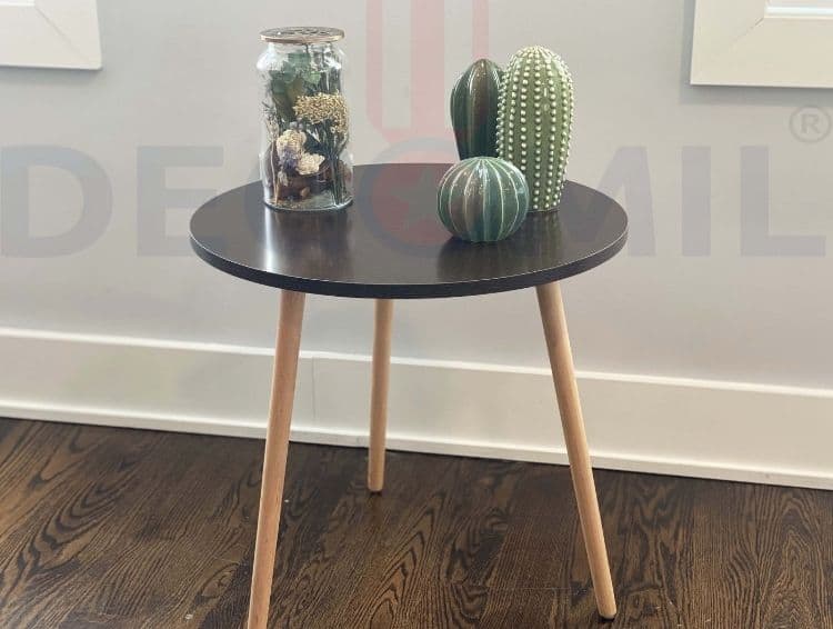 Round Small Side Table (Industrial End Table) Brown 5