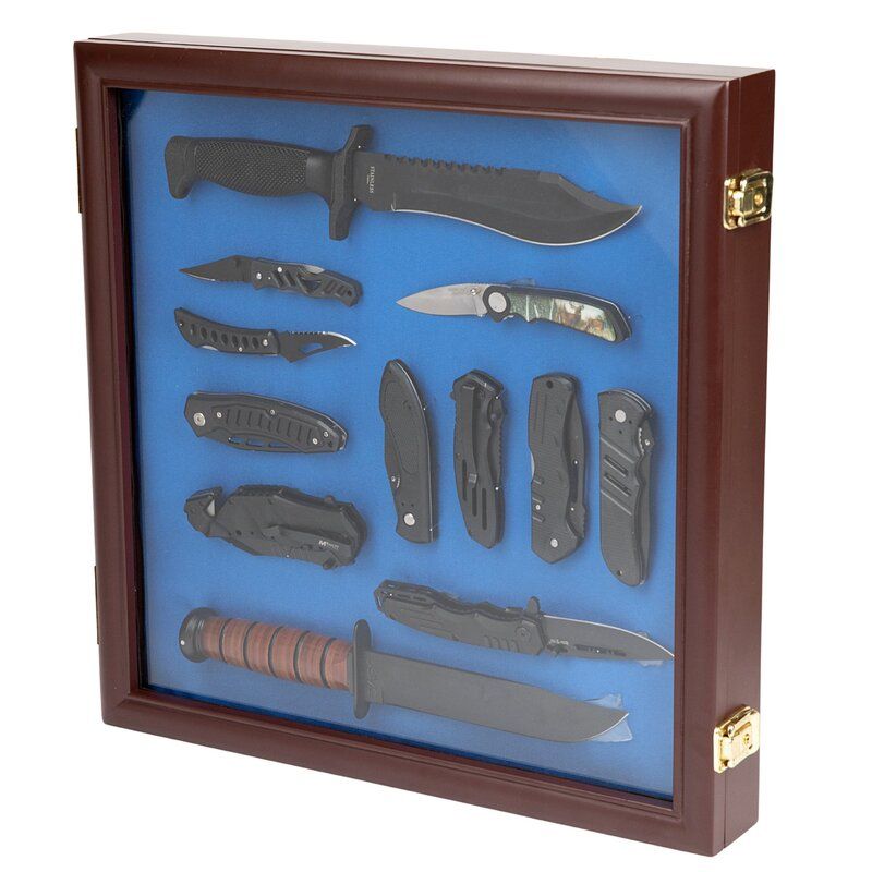 Pocket Knife Display Case Cabinet, Knife Display Glass Lockable Door